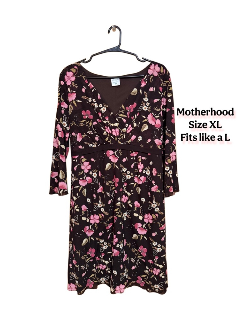 🌸 🤎 Motherhood Floral Wrap Dress 🌸 Tie Back Boho Spring Cottagecore XL Fits